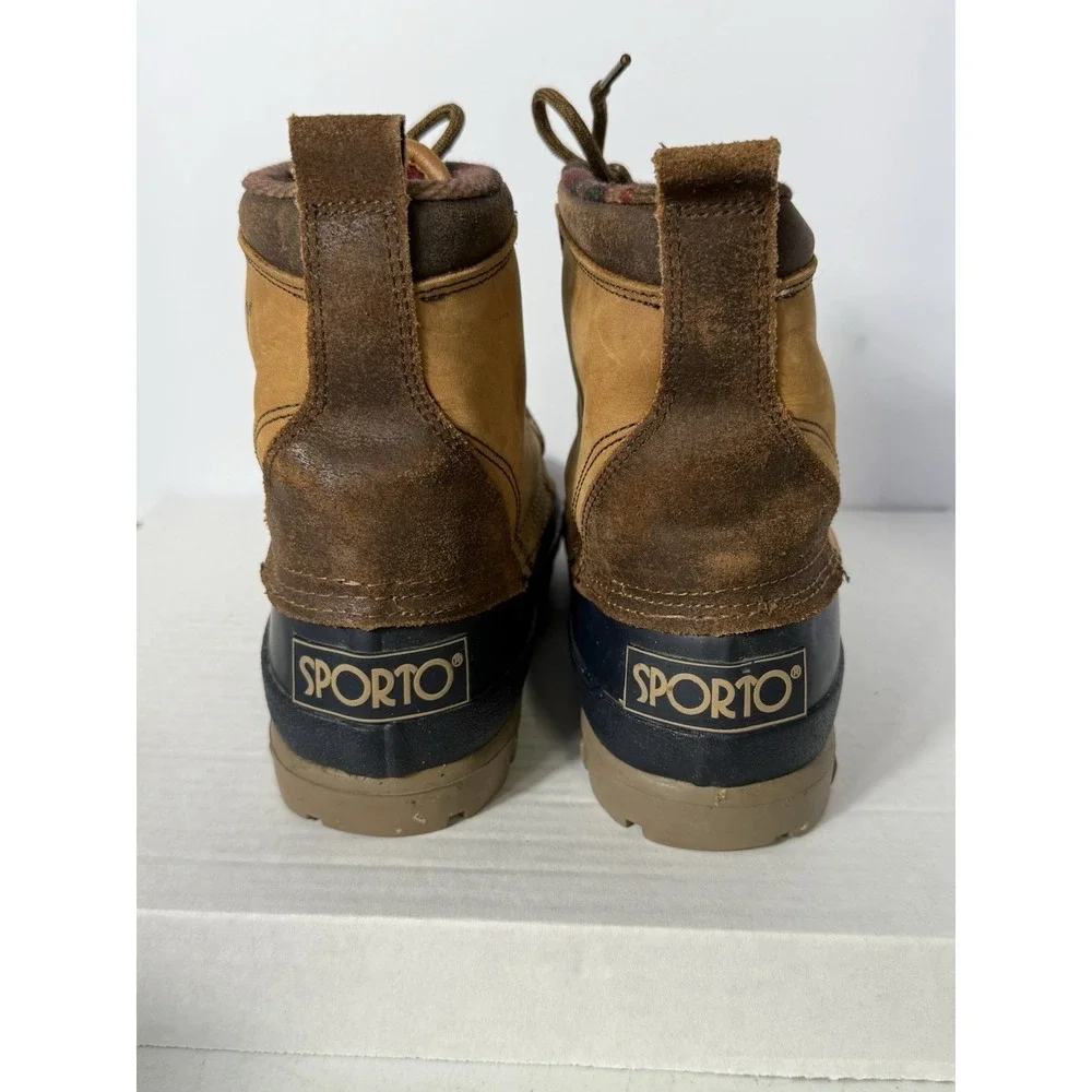 Sporto Insulated Duck Boots Women's 8 Tan Brown‎ Leather Rubber Winter